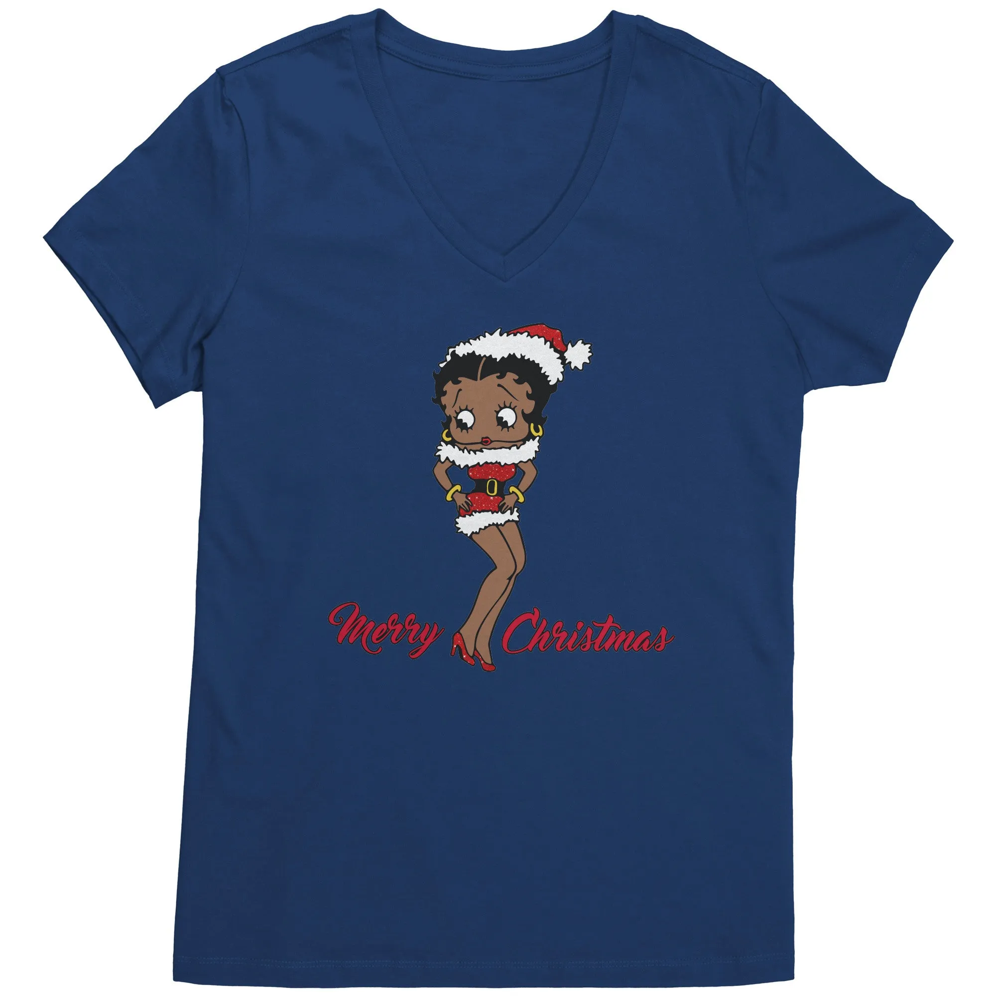 Christmas Vneck, Betty Boop V-Neck Shirt, Cute Graphic Tee, Betty Boop T-Shirt, Christmas Gift for Her, Womens Clothing, Fun Retro Shirt