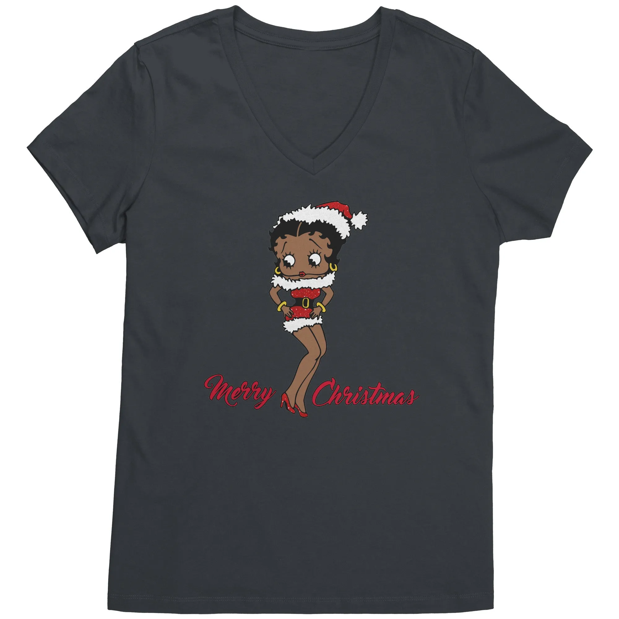 Christmas Vneck, Betty Boop V-Neck Shirt, Cute Graphic Tee, Betty Boop T-Shirt, Christmas Gift for Her, Womens Clothing, Fun Retro Shirt