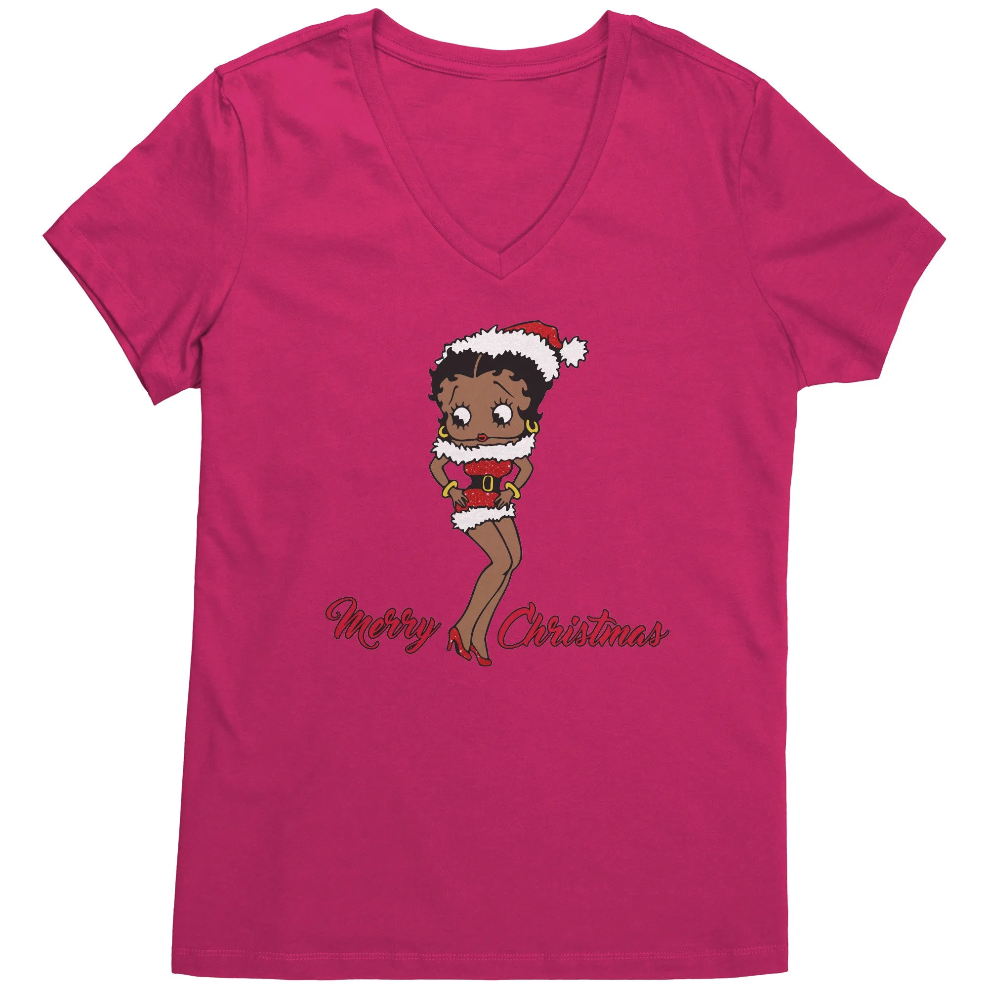 Christmas Vneck, Betty Boop V-Neck Shirt, Cute Graphic Tee, Betty Boop T-Shirt, Christmas Gift for Her, Womens Clothing, Fun Retro Shirt