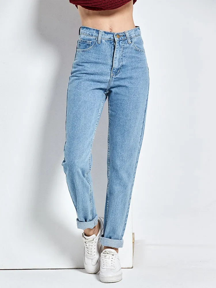 CityHottie - Harem Pants Vintage High Waist Jeans Woman Boyfriends Women's Jeans Full Length Mom Jeans Cowboy Denim Pants Vaqueros Mujer