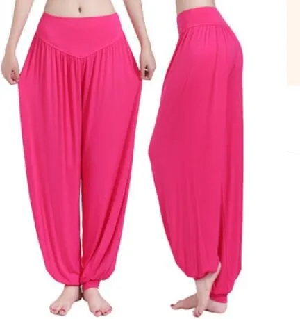 CityHottie - Women Harem Pants Casual Loose Cotton Solid Elastic Waist Wide Leg Pants Plus Size Loose Long Bloomers Trousers 15 Colors