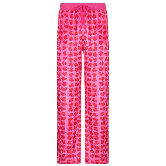 CityHottie - Y2K Pink Pants Heart Printed Sweet Trousers Vintage Aesthetic Party Pants Pockets Joggers Festival Outfits Women New