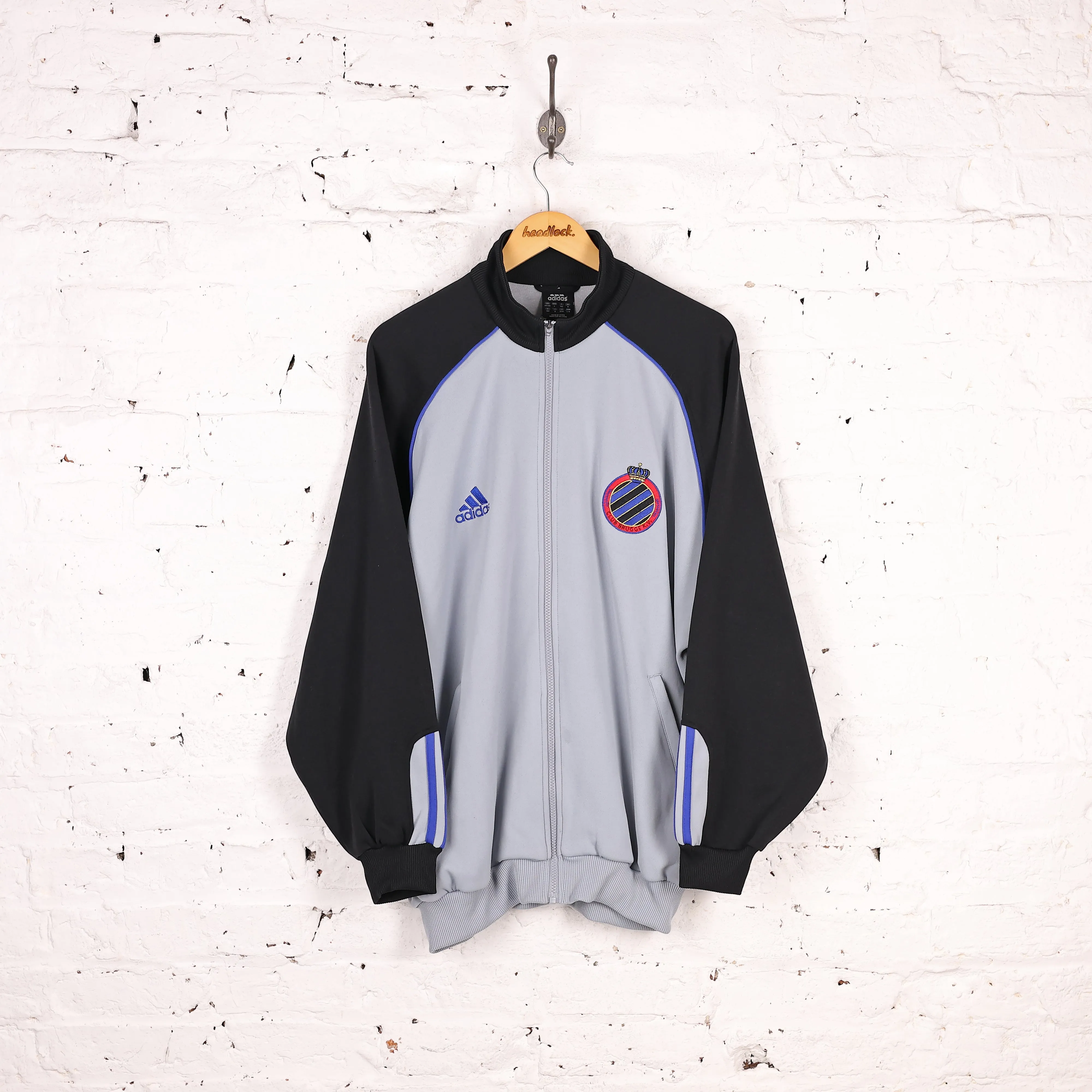Club Brugge Adidas 90s Football Tracksuit Top Jacket - Grey - L