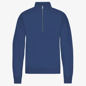 COLORFUL STANDARD Organic Quarter Zip Jumper in Marine Blue