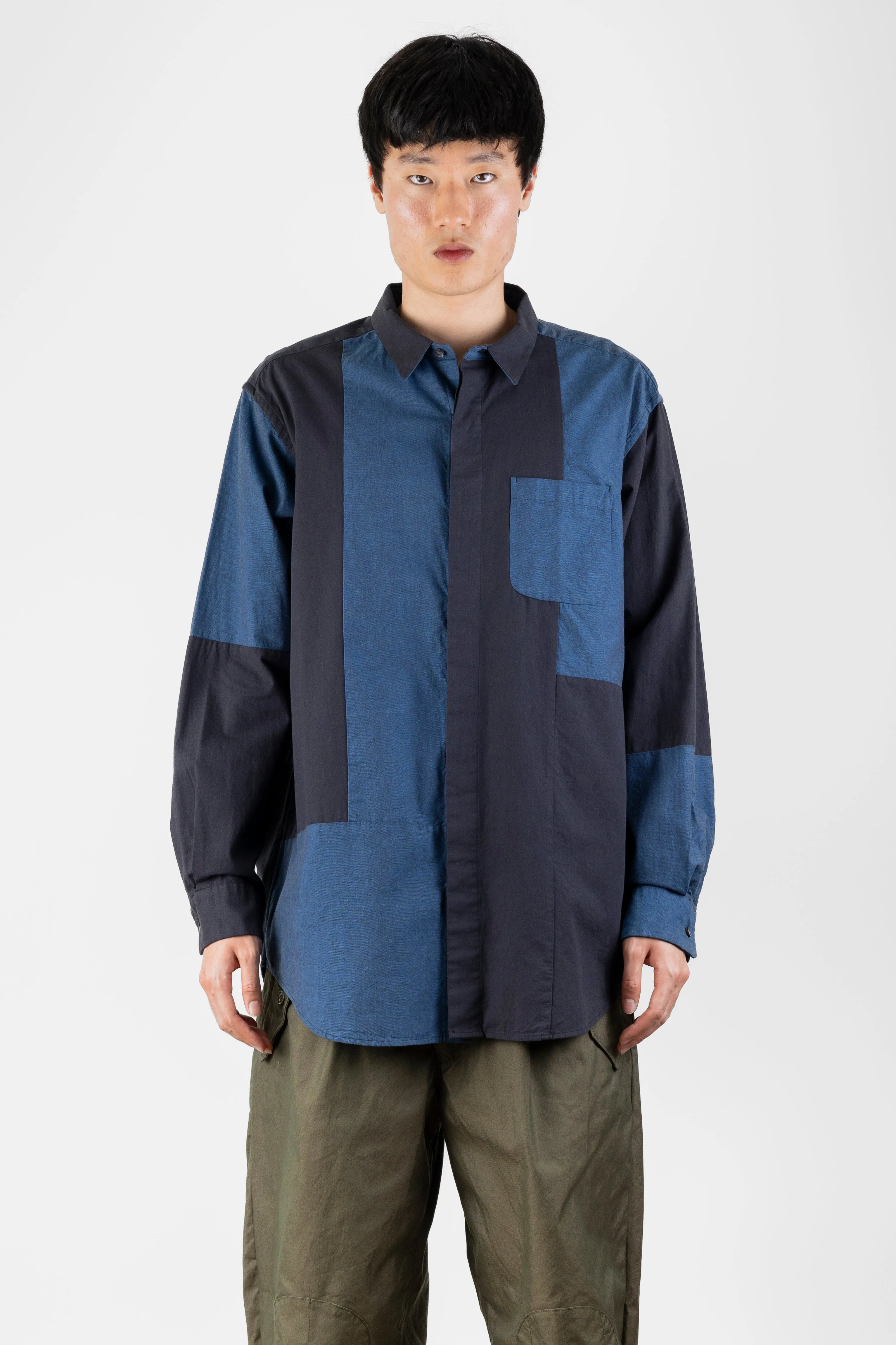Combo Short Collar Shirt, Navy