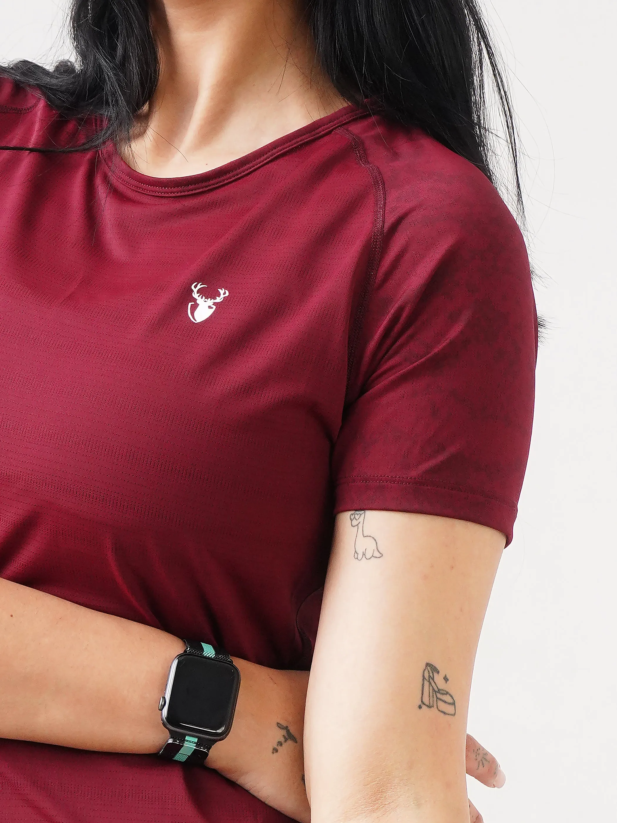 Contrast Cropped Active Pair in Maroon