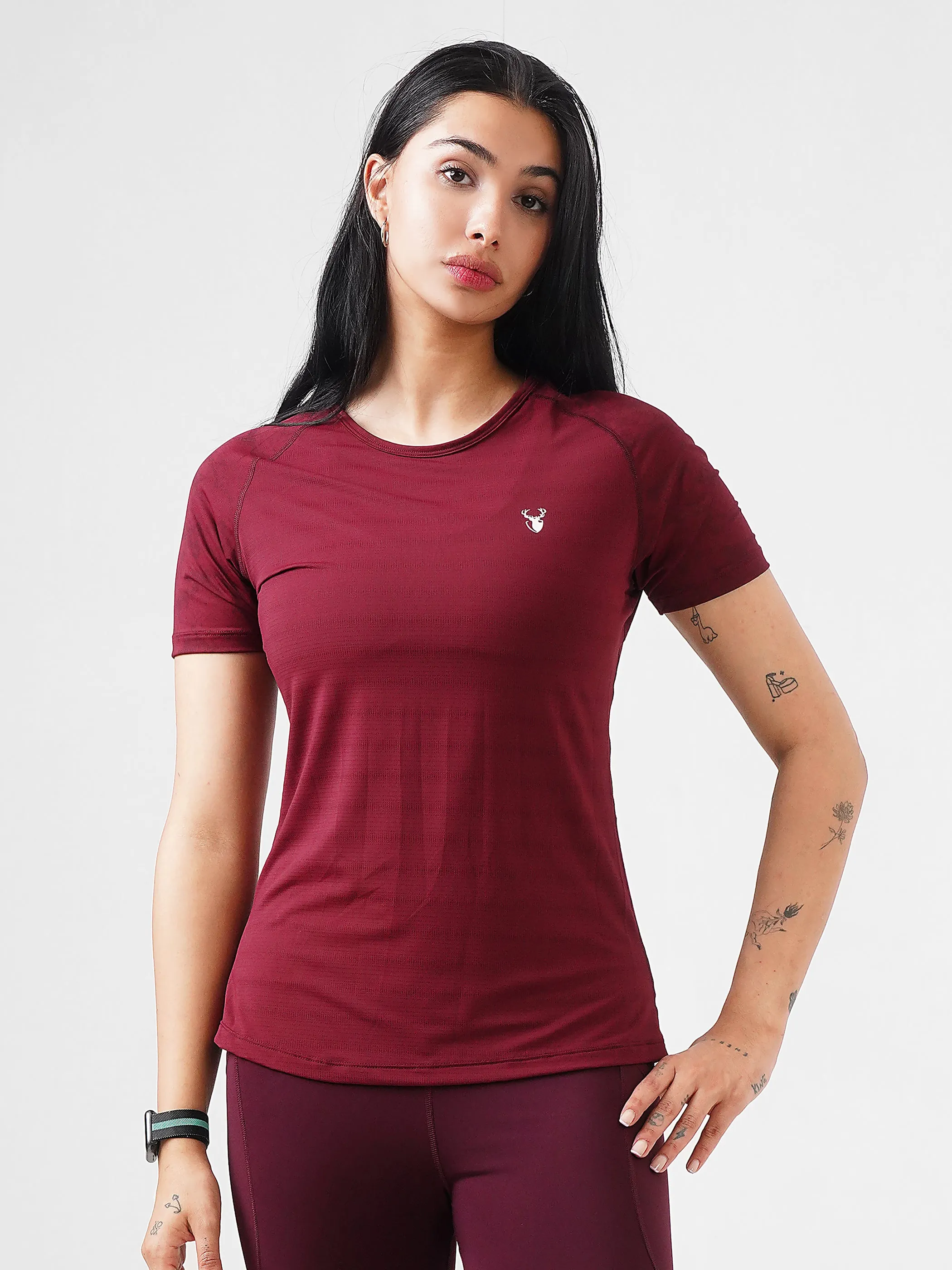 Contrast Cropped Active Pair in Maroon