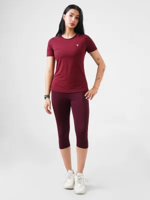 Contrast Cropped Active Pair in Maroon