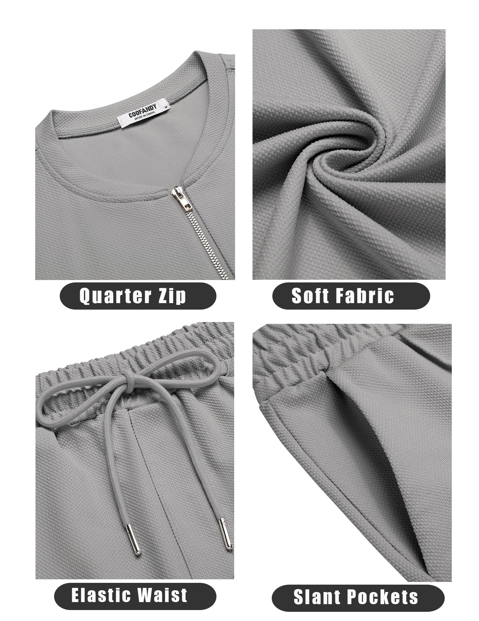 COOFANDY Men's 2 Pieces Outfits Casual Quarter Zip Polo T Shirt and Shorts Set Athletic Jogging Summer Tracksuit