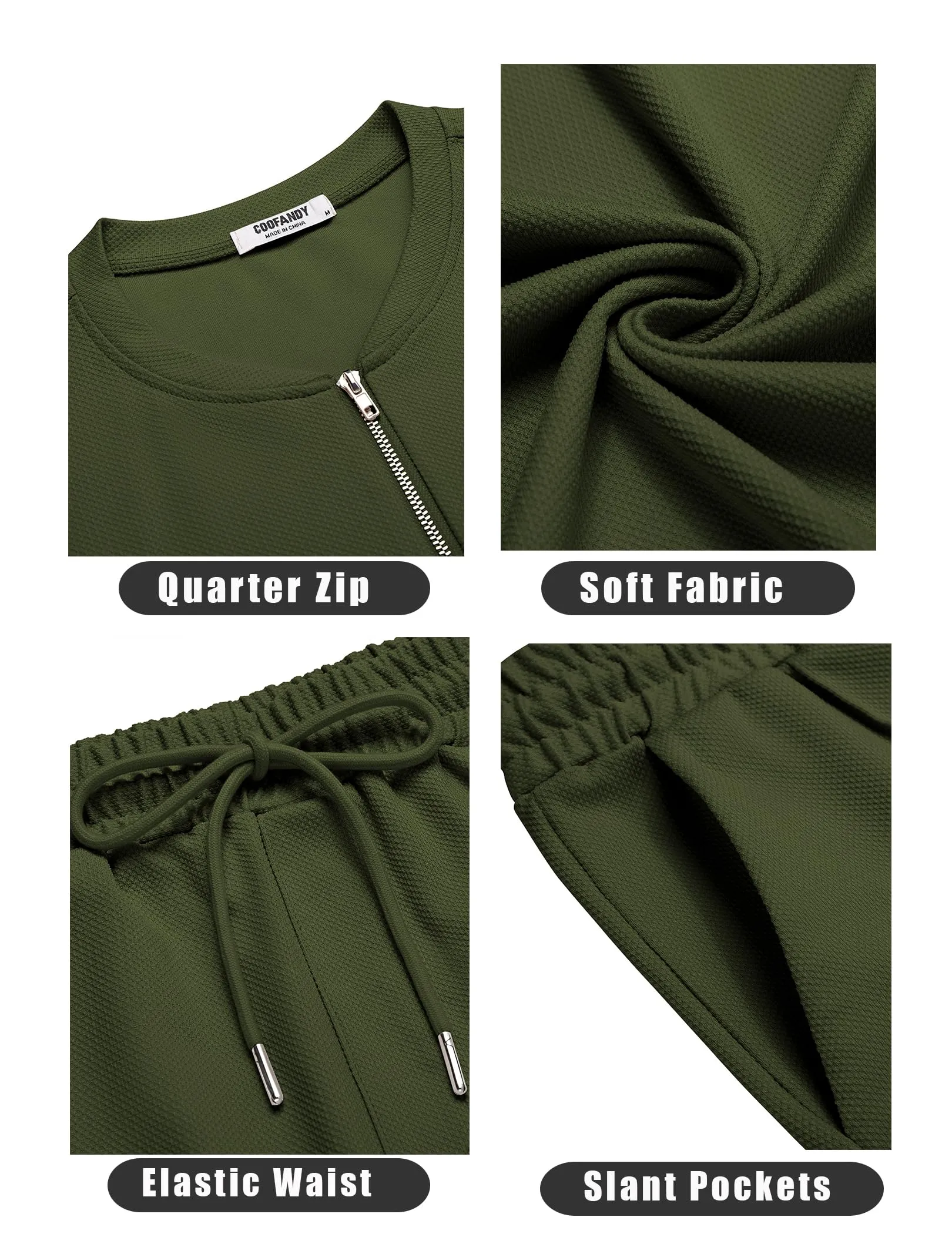COOFANDY Men's 2 Pieces Outfits Casual Quarter Zip Polo T Shirt and Shorts Set Athletic Jogging Summer Tracksuit