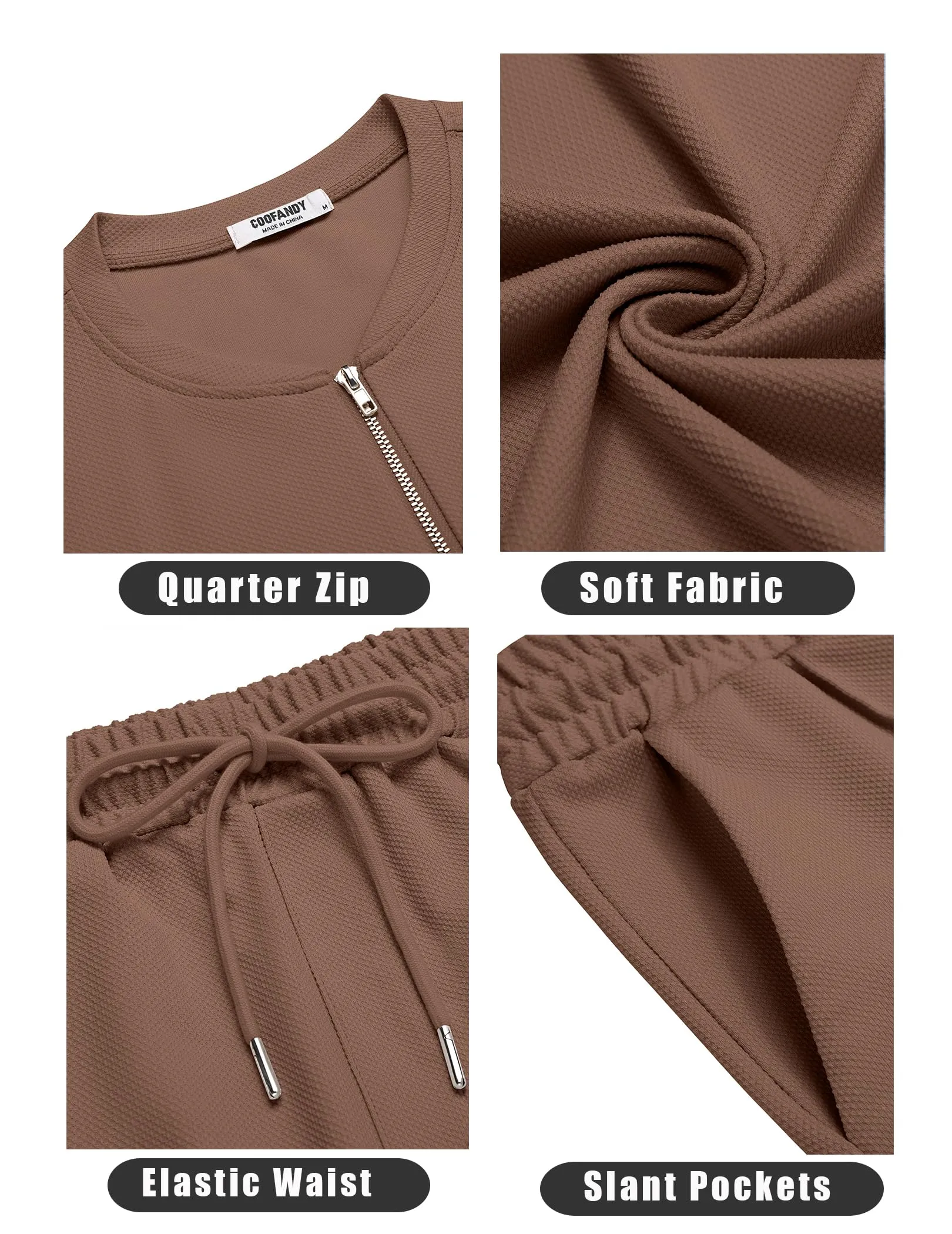 COOFANDY Men's 2 Pieces Outfits Casual Quarter Zip Polo T Shirt and Shorts Set Athletic Jogging Summer Tracksuit