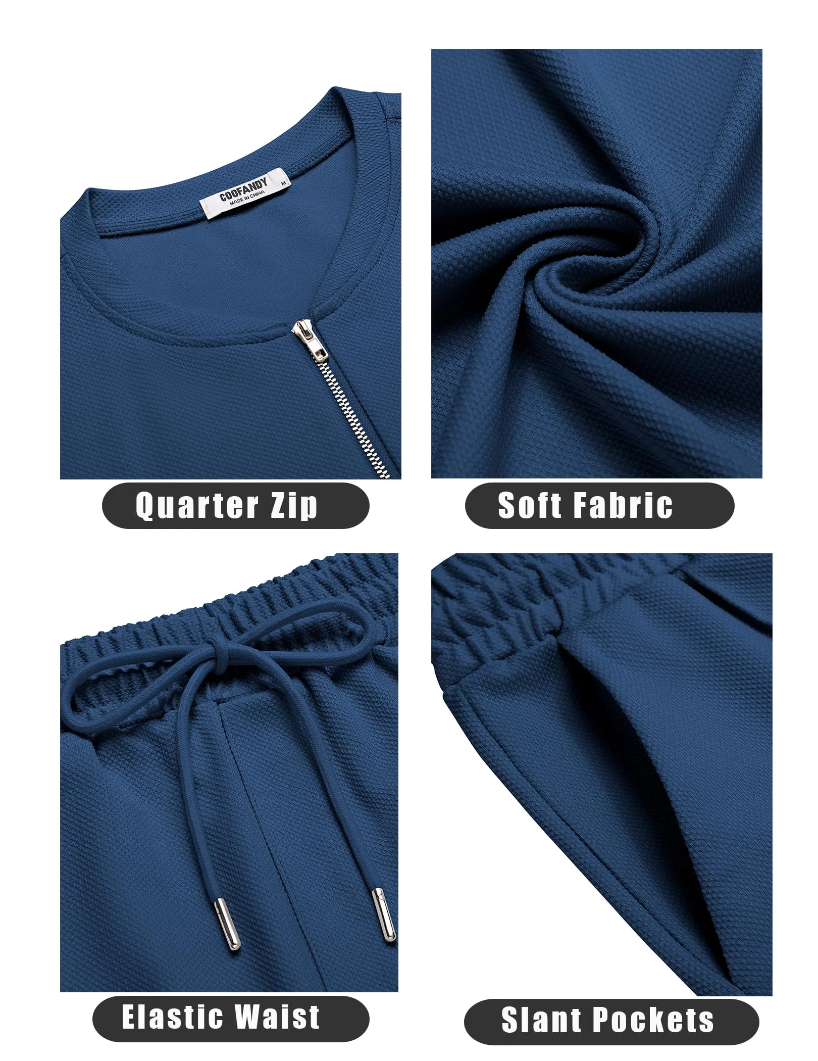 COOFANDY Men's 2 Pieces Outfits Casual Quarter Zip Polo T Shirt and Shorts Set Athletic Jogging Summer Tracksuit