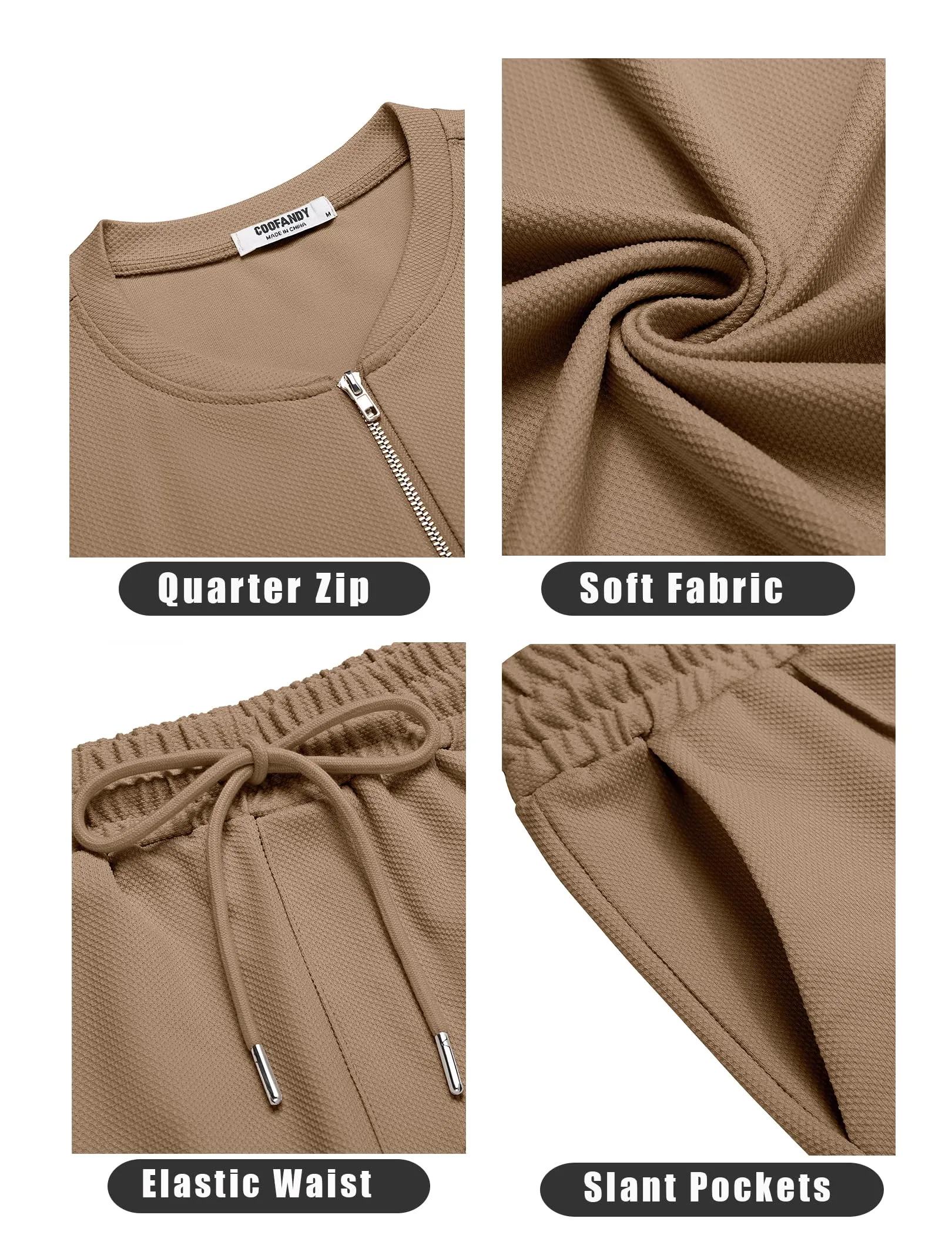 COOFANDY Men's 2 Pieces Outfits Casual Quarter Zip Polo T Shirt and Shorts Set Athletic Jogging Summer Tracksuit