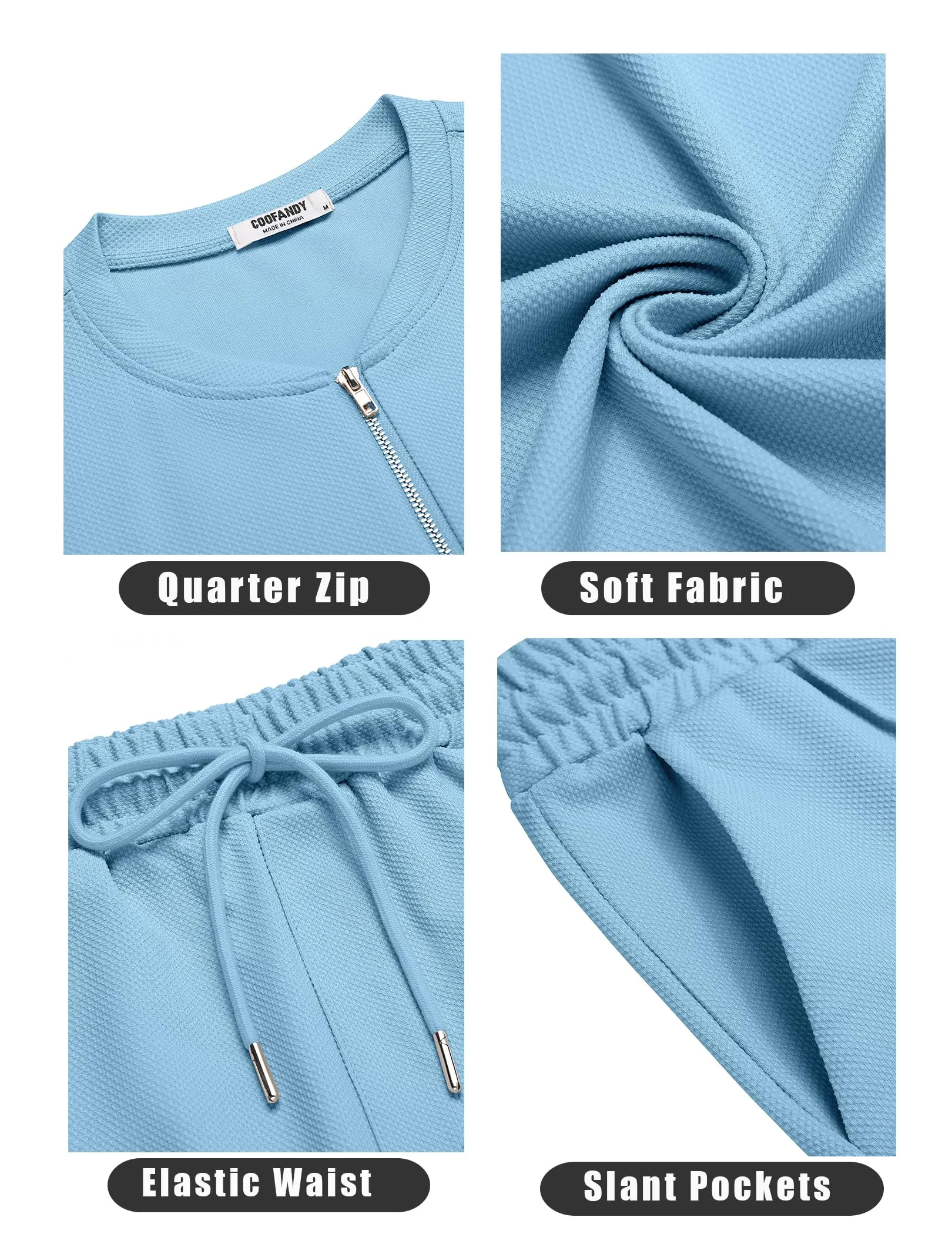 COOFANDY Men's 2 Pieces Outfits Casual Quarter Zip Polo T Shirt and Shorts Set Athletic Jogging Summer Tracksuit