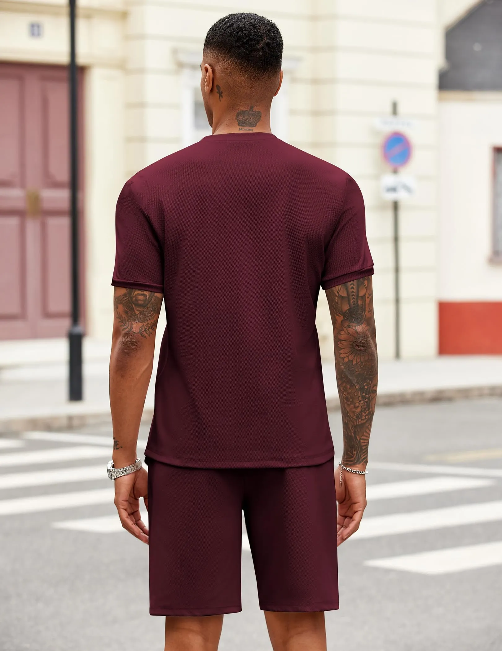 COOFANDY Men's 2 Pieces Outfits Casual Quarter Zip Polo T Shirt and Shorts Set Athletic Jogging Summer Tracksuit