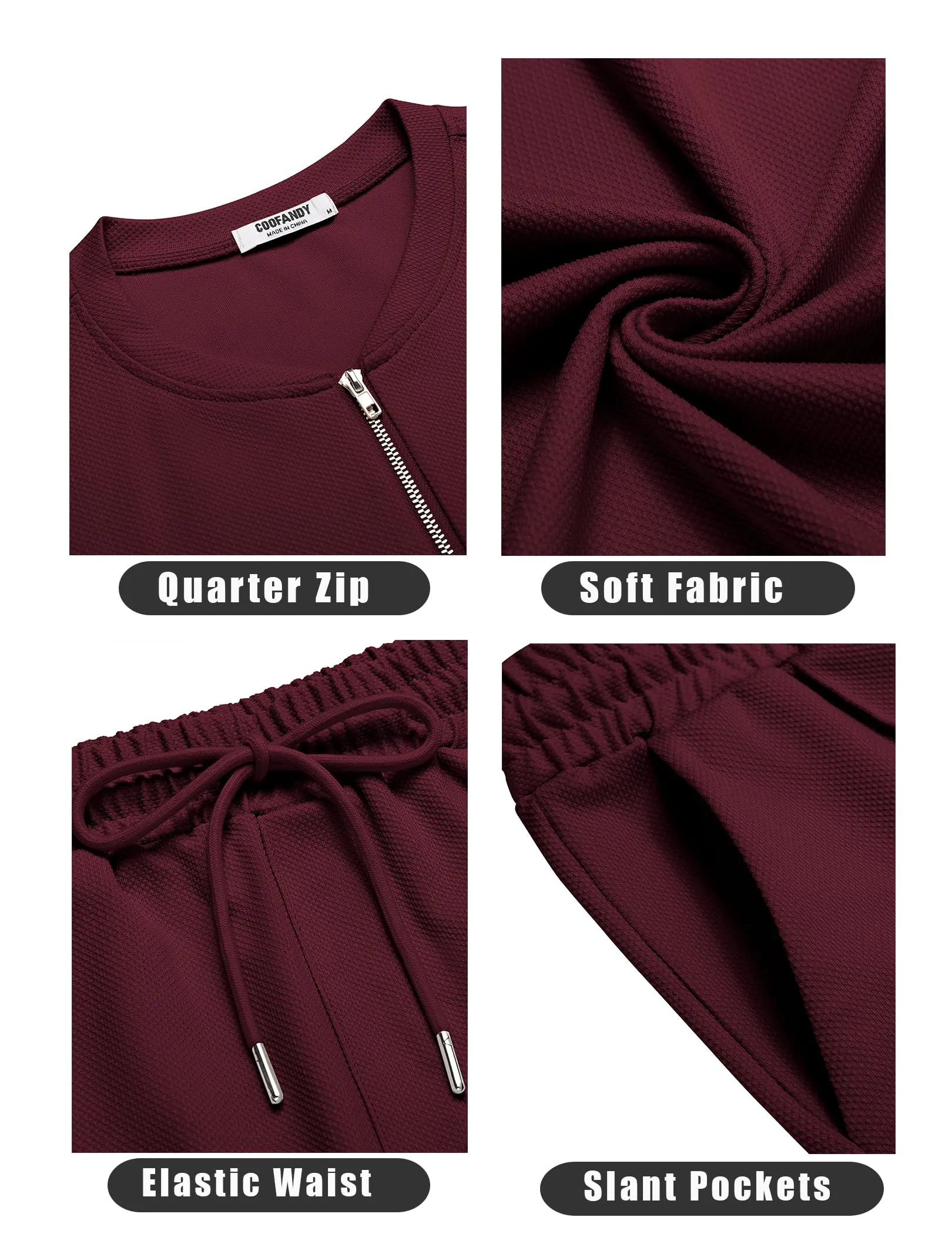 COOFANDY Men's 2 Pieces Outfits Casual Quarter Zip Polo T Shirt and Shorts Set Athletic Jogging Summer Tracksuit
