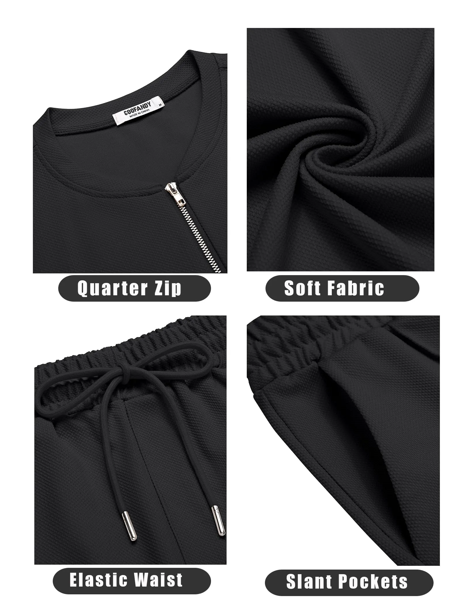 COOFANDY Men's 2 Pieces Outfits Casual Quarter Zip Polo T Shirt and Shorts Set Athletic Jogging Summer Tracksuit