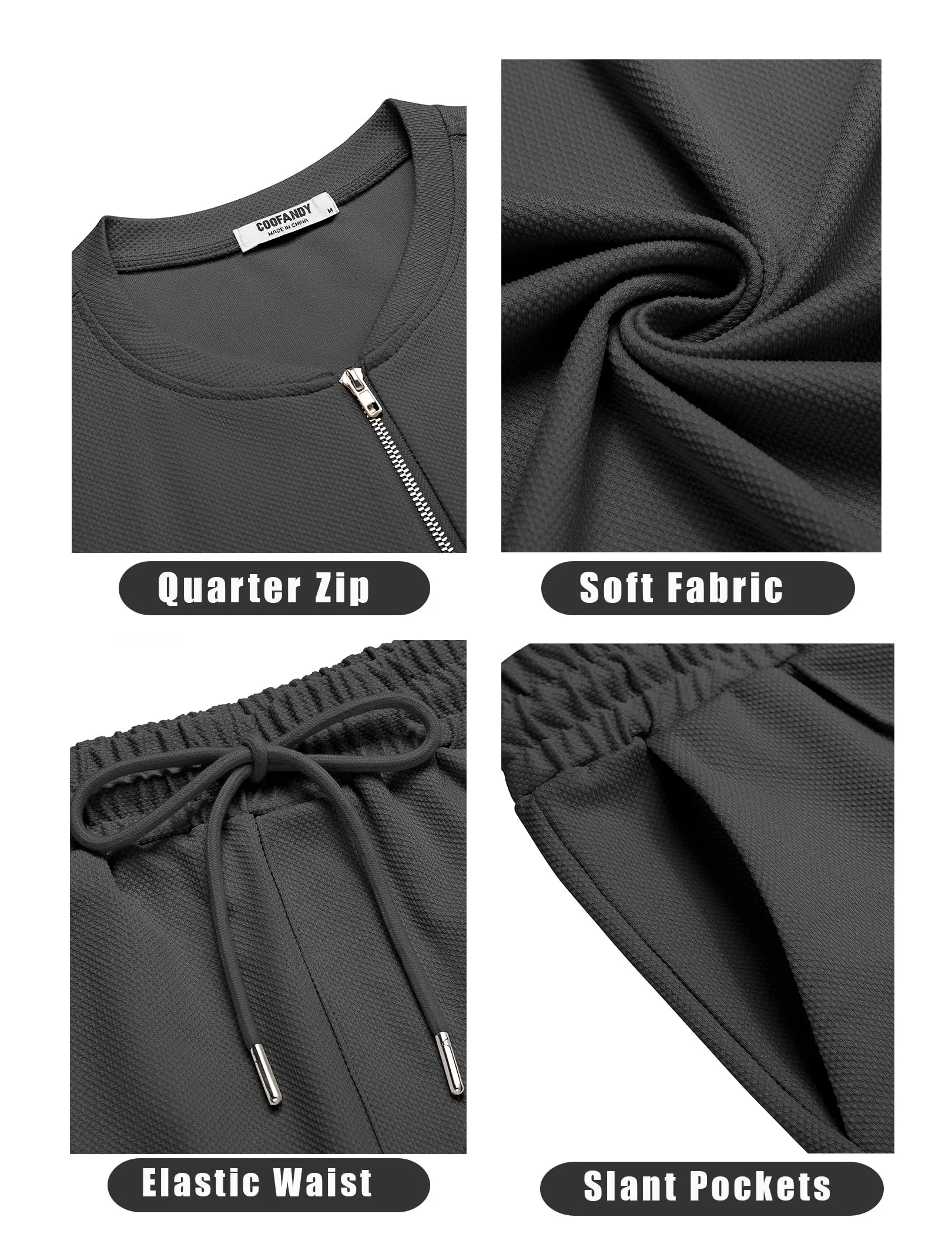 COOFANDY Men's 2 Pieces Outfits Casual Quarter Zip Polo T Shirt and Shorts Set Athletic Jogging Summer Tracksuit
