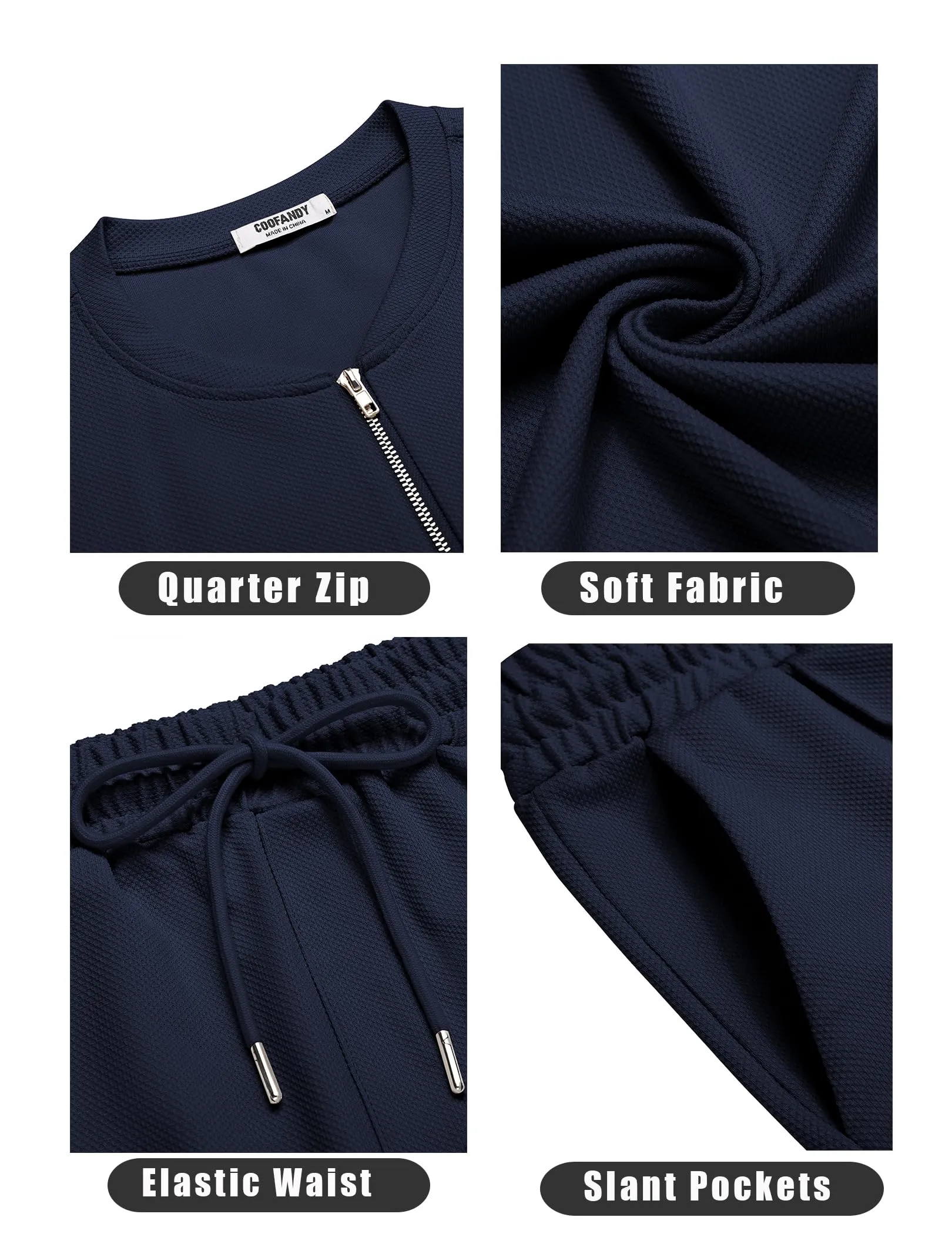 COOFANDY Men's 2 Pieces Outfits Casual Quarter Zip Polo T Shirt and Shorts Set Athletic Jogging Summer Tracksuit