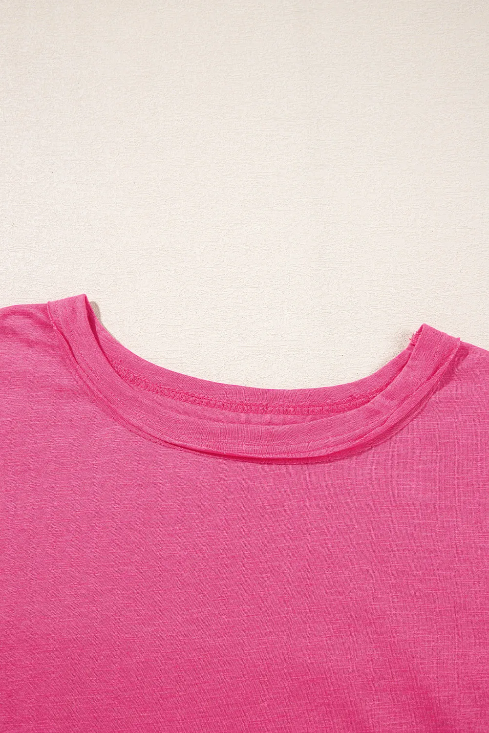 Coral Plus Size Solid Color Drop Shoulder Side Split T Shirt