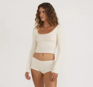 Core Rib V-Neck Long Sleeve Tee