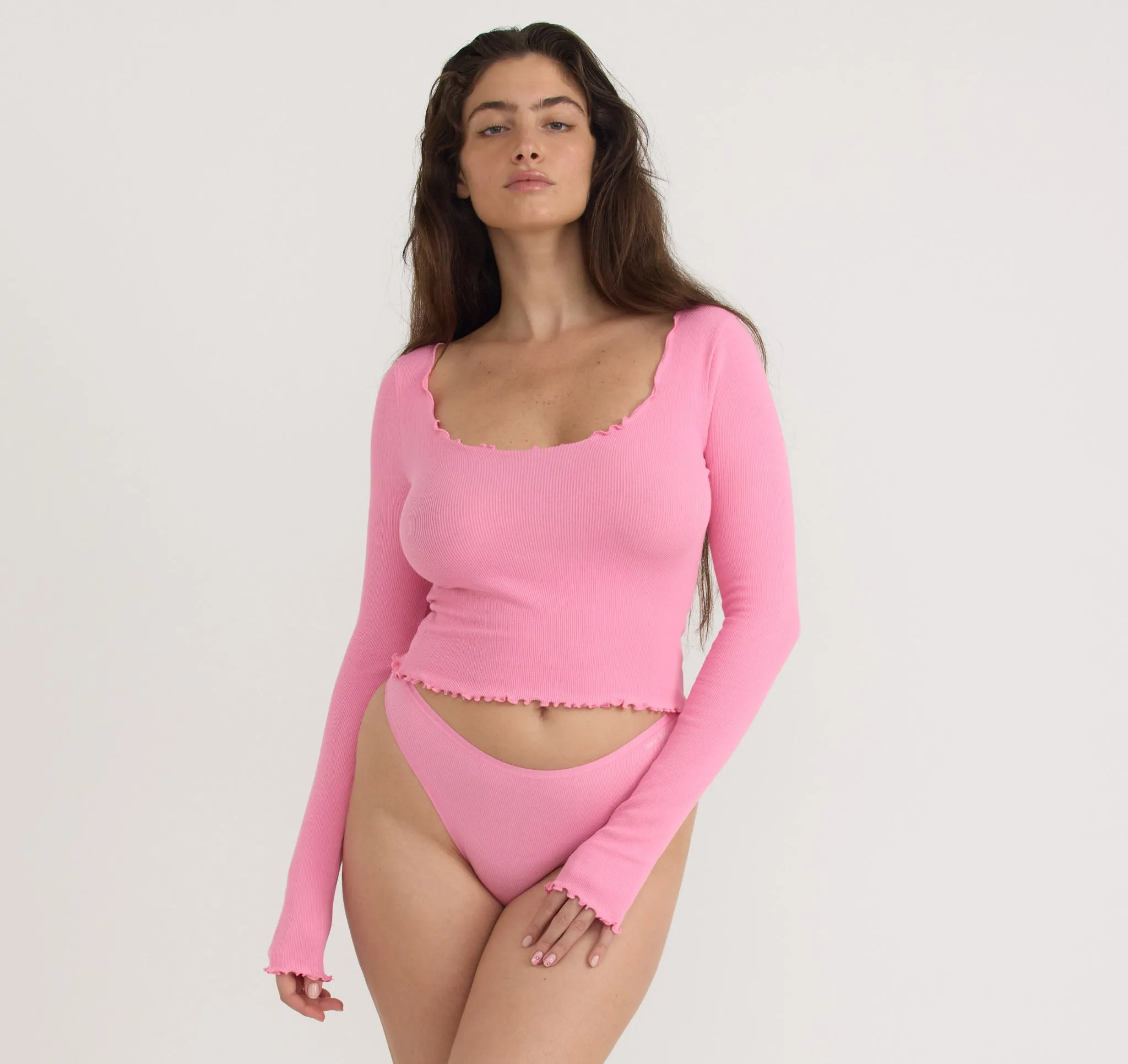 Core Rib V-Neck Long Sleeve Tee