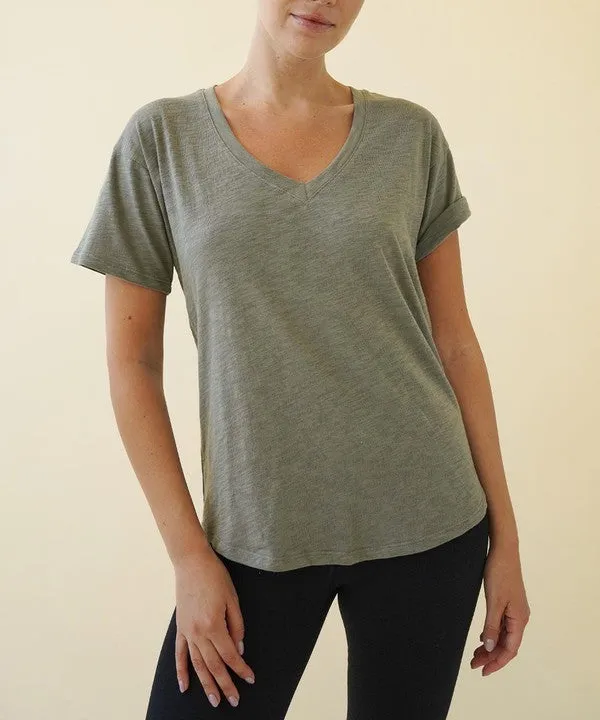 Cotton Slub V Neck Tee