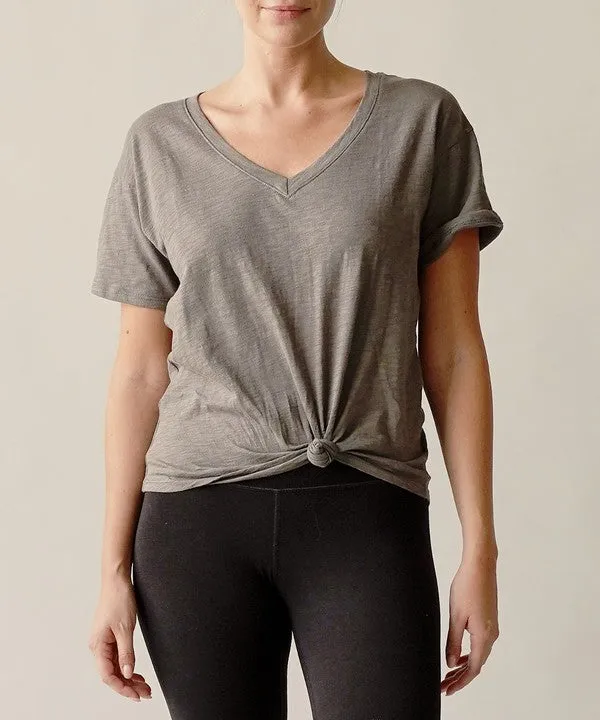 Cotton Slub V Neck Tee