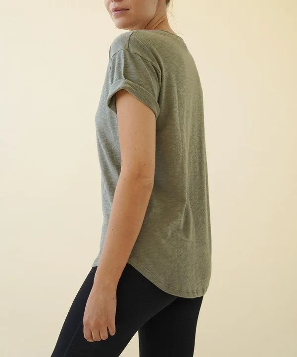 Cotton Slub V Neck Tee