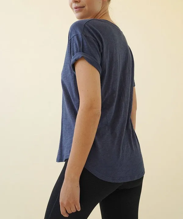 Cotton Slub V Neck Tee