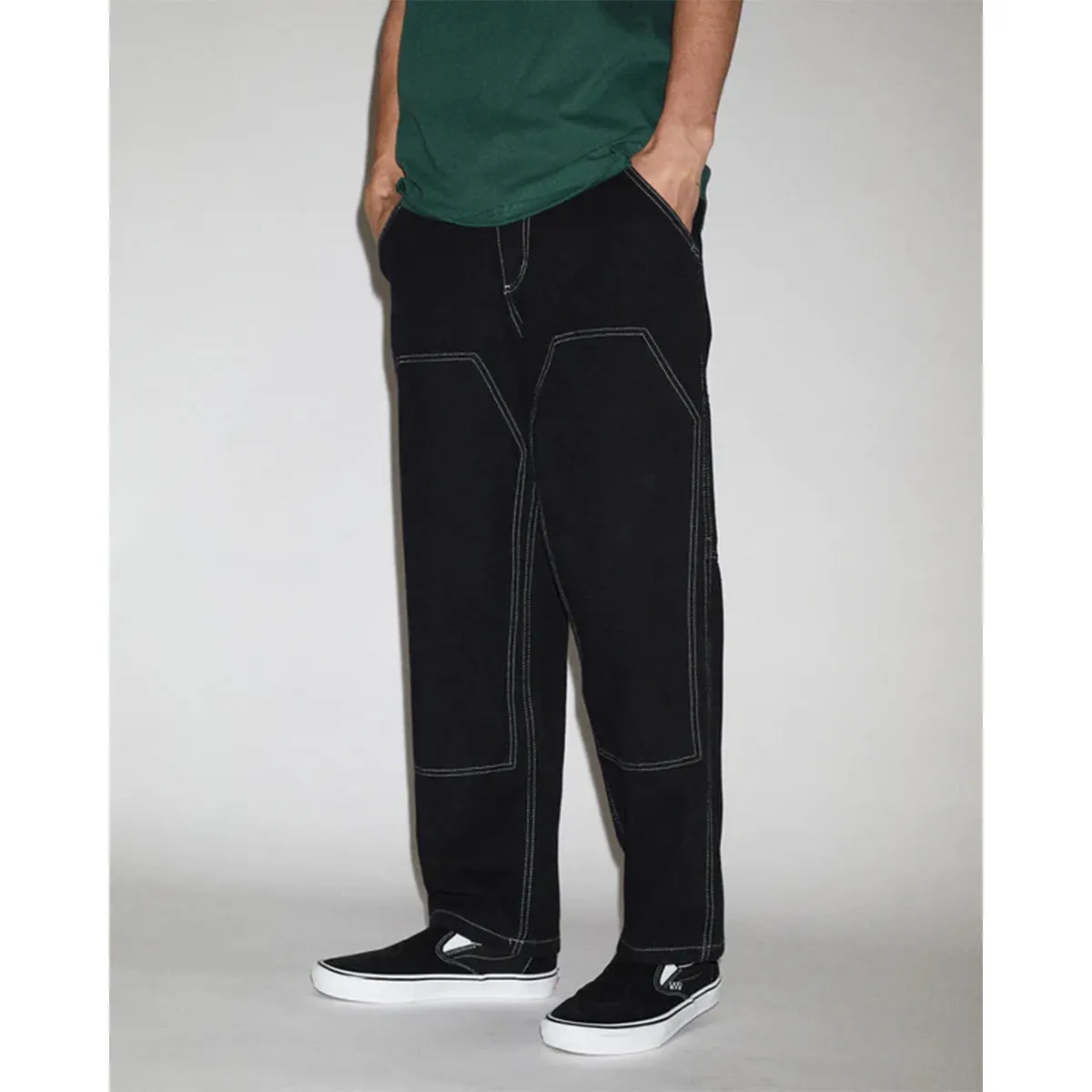 Crawling Death  - Contrast Stitch Coffin Pants Black
