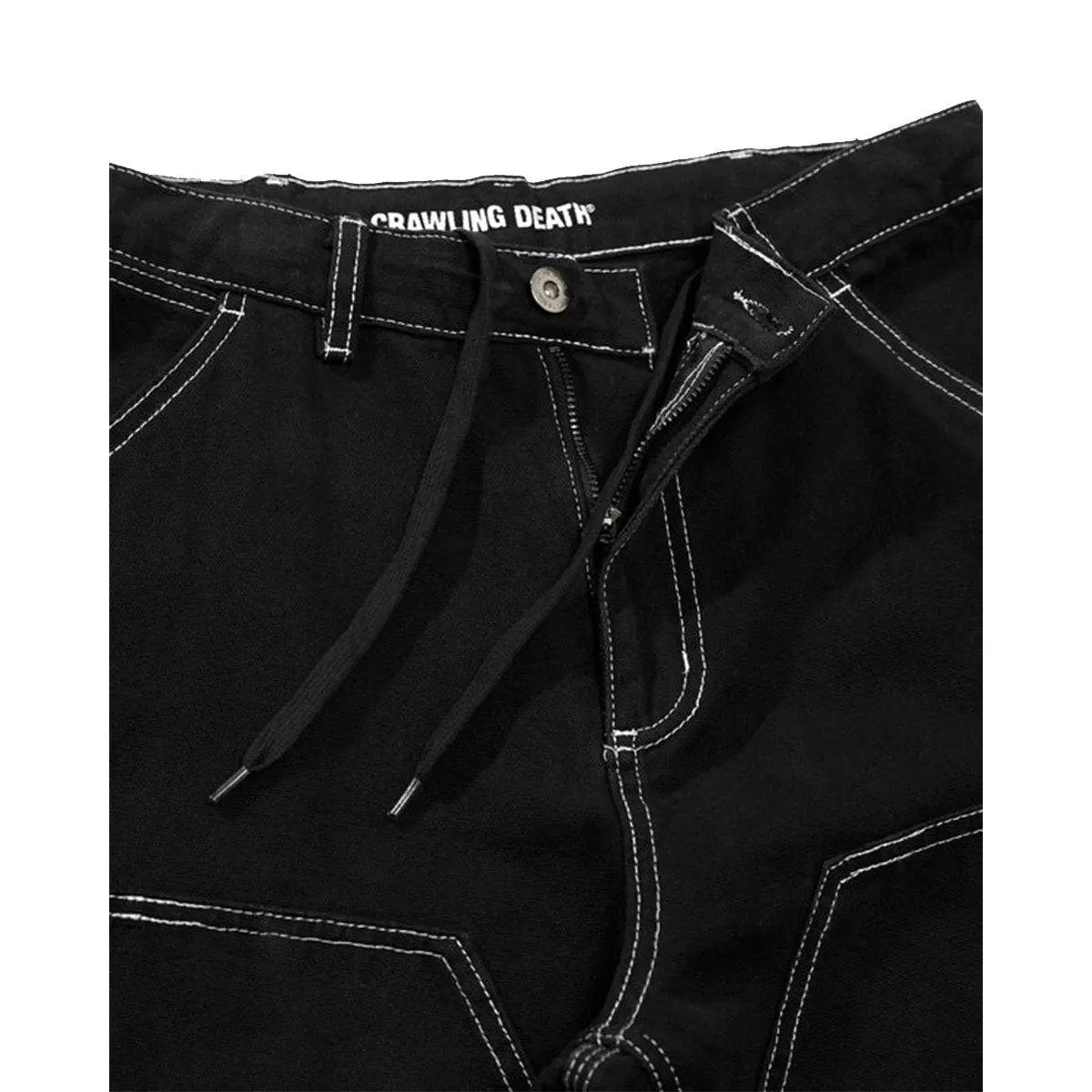 Crawling Death  - Contrast Stitch Coffin Pants Black