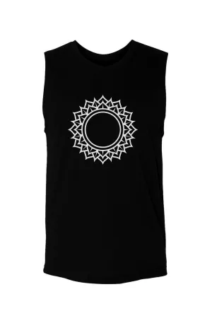 Crown Chakra Sahasrara - (White on Black)  - Unisex Muscle Tank