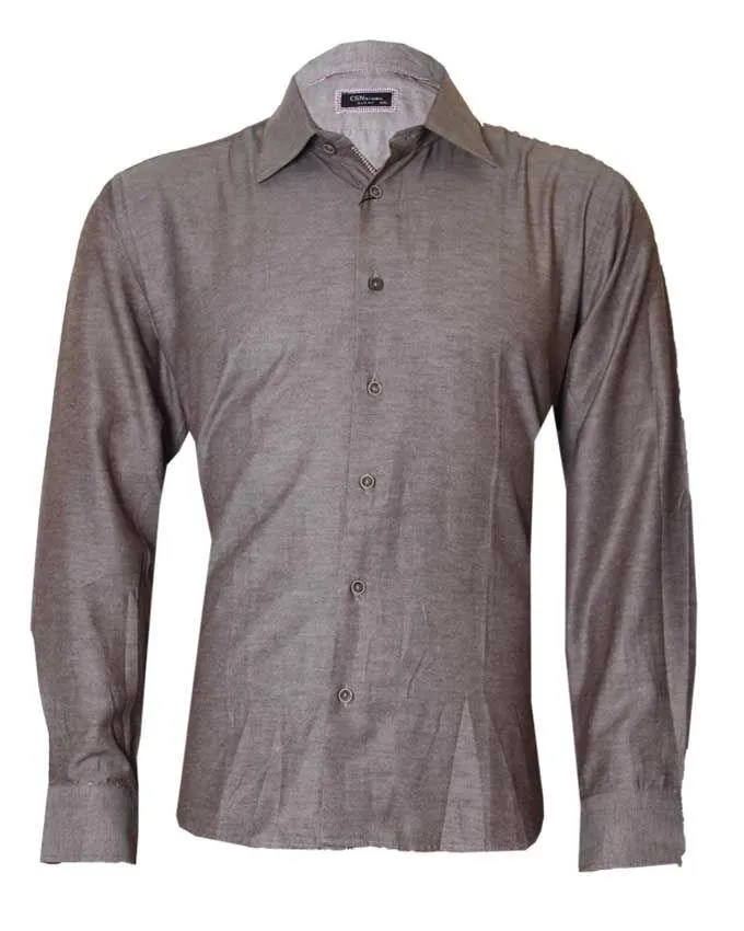 CSN INSTANBUL Pantone Long Sleeve Grey Brown Shirts