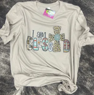 Custom I am Blessed Tan S/S Tee