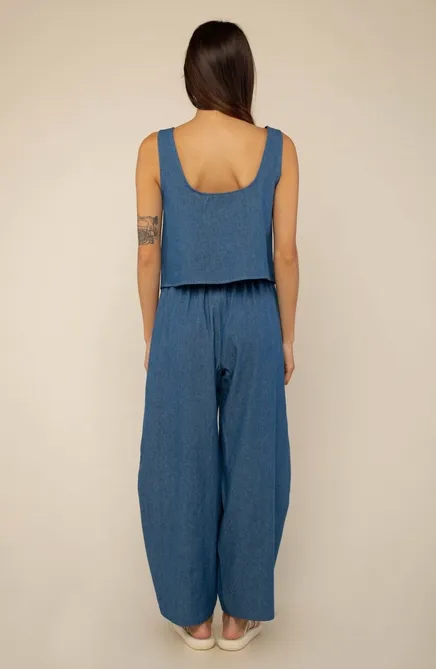 Denim Lantern Barrel Pant
