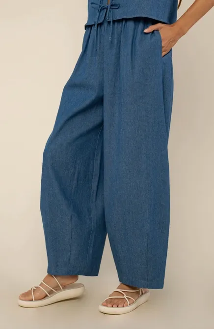 Denim Lantern Barrel Pant