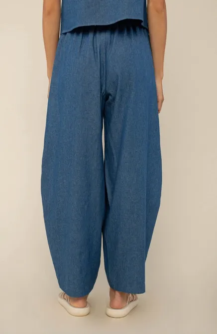 Denim Lantern Barrel Pant