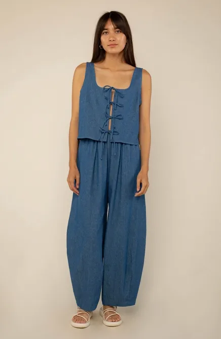 Denim Lantern Barrel Pant