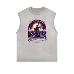 Distressed Sleeveless Crusades Pattern Tee