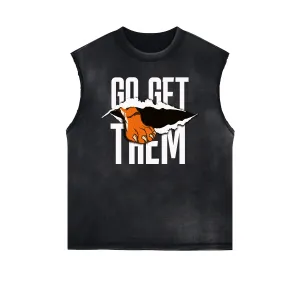 Distressed Sleeveless Tiger Pattern Tee