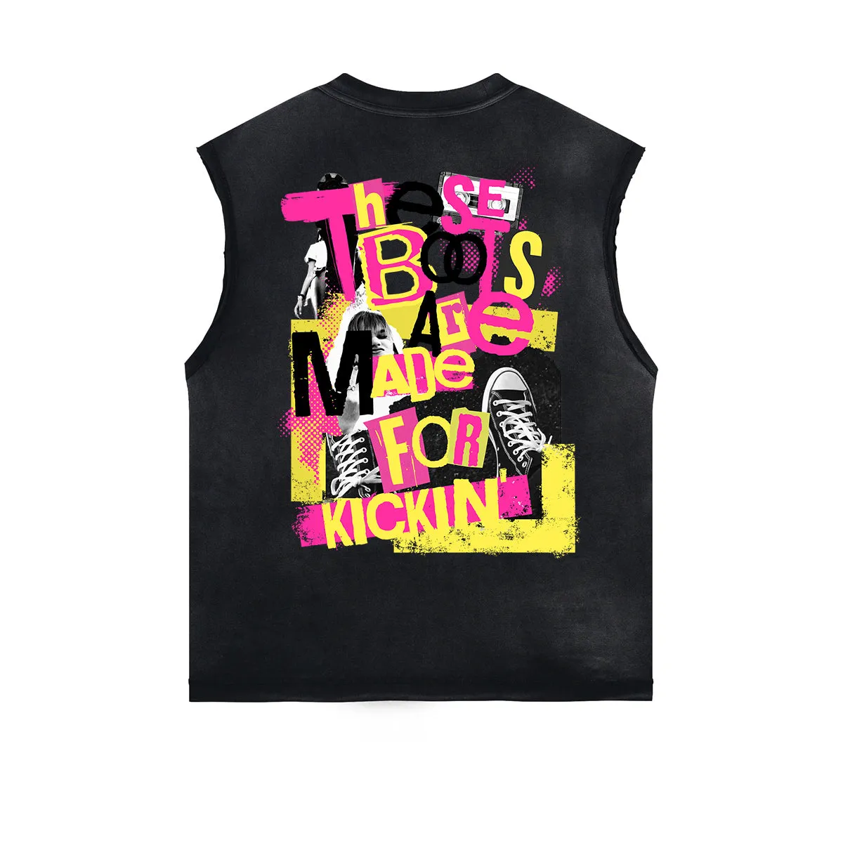 Distressed Street Art Graffiti Sleeveless Tee