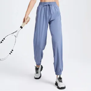 Elastic Waist Yoga Pants for Women - Loose-Fitting Workout Pants, Wide-Leg Drawstring Closure, Stretchy High Waisted Jogging Jogger