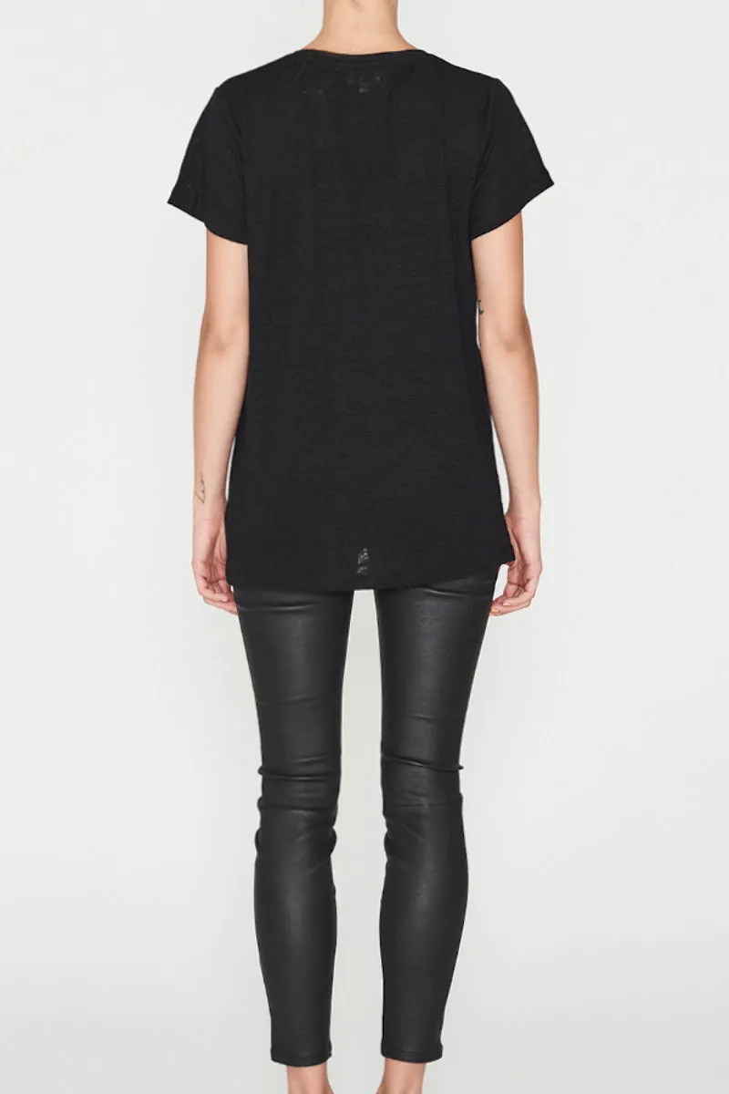 Elka Collective Linen V Neck Tee Black