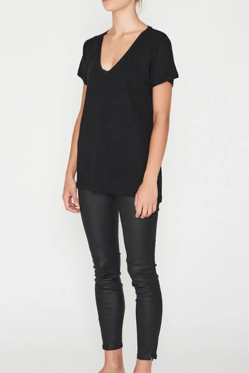 Elka Collective Linen V Neck Tee Black