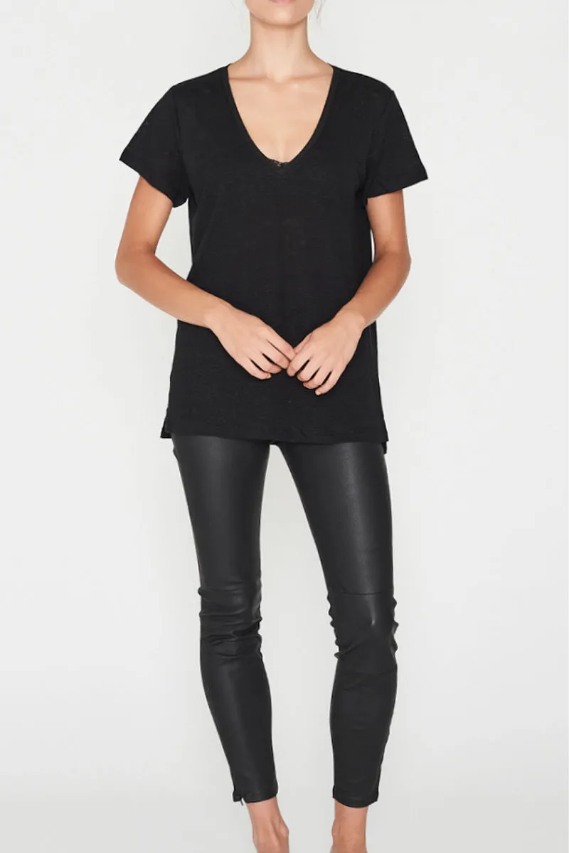 Elka Collective Linen V Neck Tee Black
