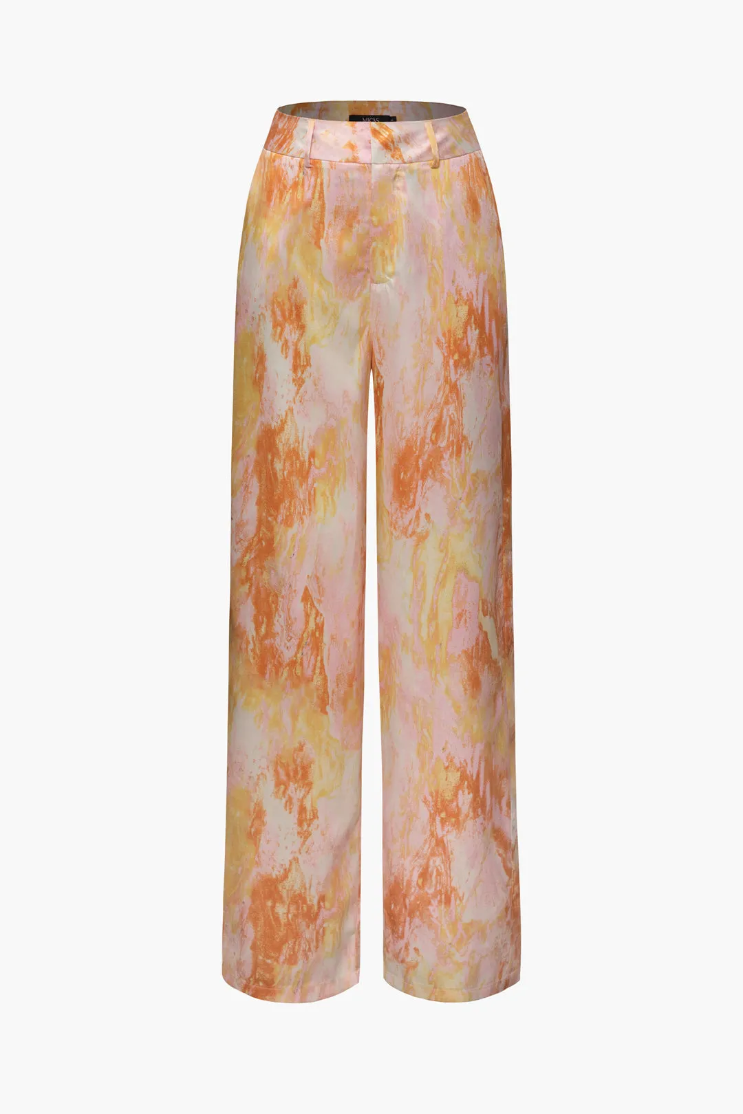 Elowen - Elegant Marble Print Woman's Full Length Pants