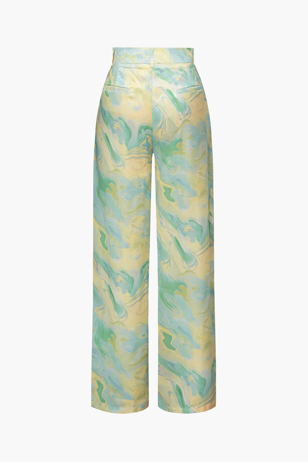 Elowen - Elegant Marble Print Woman's Full Length Pants