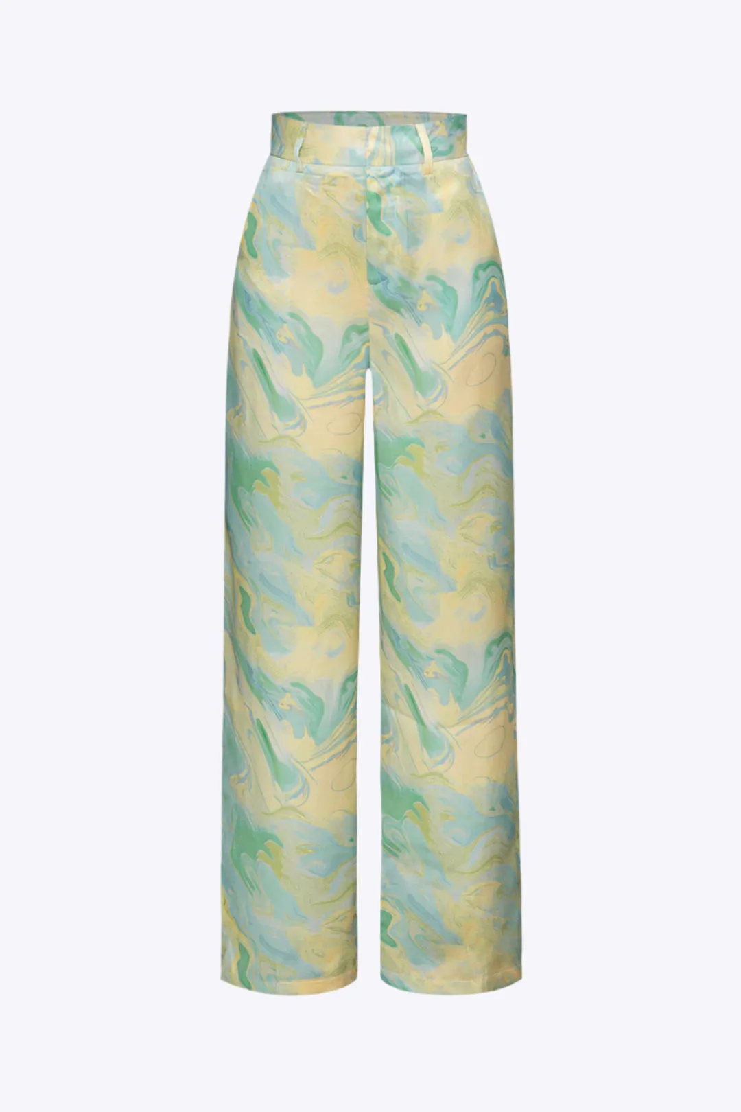 Elowen - Elegant Marble Print Woman's Full Length Pants