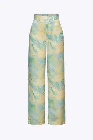 Elowen - Elegant Marble Print Woman's Full Length Pants